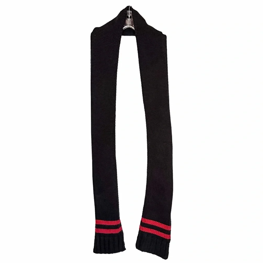 Capelli NY Kids Classic Black Knit Scarf With Red Stripes